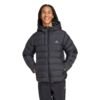 Juoda vyriška žieminė striukė su gobtuvu ir trimis juostelėmis sintetinis pūkas Adidas Essentials Climawarm 3-Stripes KE8328.