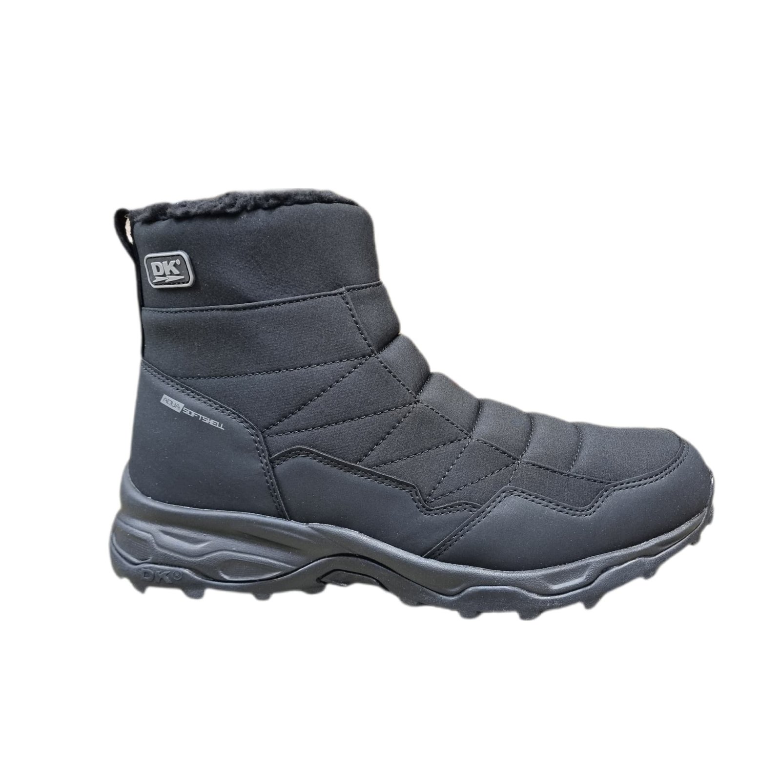 Juodi vyriški žieminiai sniego batai aulinukai su kailiu ir užtrauktuku DK Termo Softshell 24250.